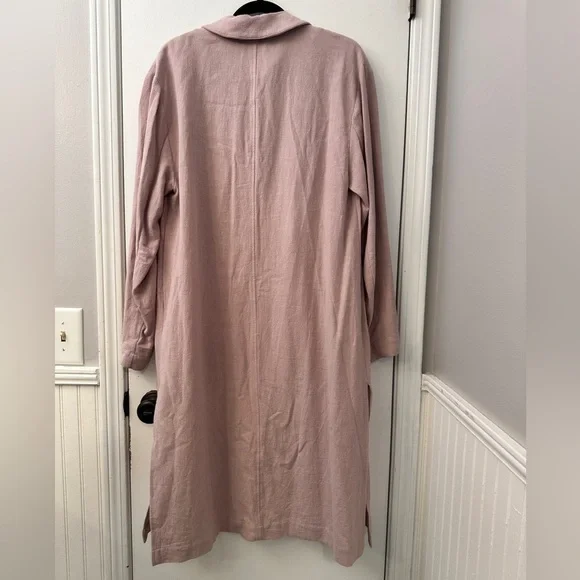 Sigrid Olsen Linen Blend Duster Coat Soft Blush Lightweight Jacket Size M - Picture 3 of 13